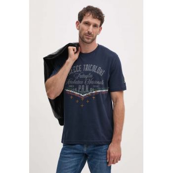 Aeronautica Militare tricou din bumbac barbati, culoarea albastru marin, cu imprimeu