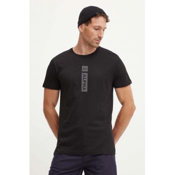 Alpha Industries tricou din bumbac barbati, culoarea negru, cu imprimeu, 146509