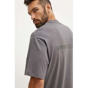 Armani Exchange tricou din bumbac barbati, culoarea gri, cu imprimeu, 6DZTLS ZJLFZ