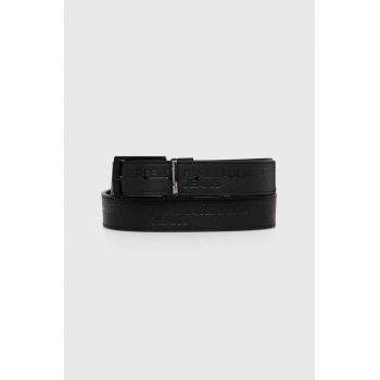 Karl Lagerfeld Jeans curea cu doua fete barbati, culoarea negru, 245D3103