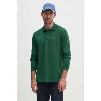 Lacoste longsleeve din bumbac L1312 132 culoarea verde, uni L1312.032-032