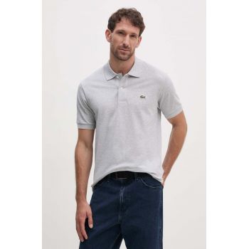 Lacoste polo de bumbac culoarea gri, melanj