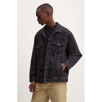 Levi's geacă din denim bărbați, culoarea negru, de tranziție, oversized, A5782