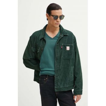 Levi's jacheta de bumbac culoarea verde, de tranzitie, oversize, A4820