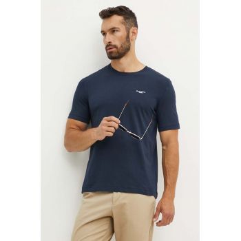 Marc O'Polo tricou din bumbac DENIM barbati, culoarea albastru marin, neted, B61202151060