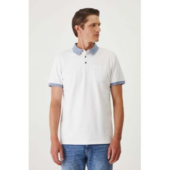 Medicine tricou polo barbati, culoarea alb, neted