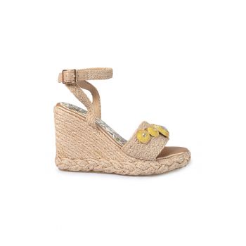 Sandale wedge-espadrile cu cristale