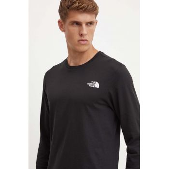 The North Face longsleeve L/S Easy Tee barbati, culoarea negru, cu imprimeu, NF0A8A6FJK31