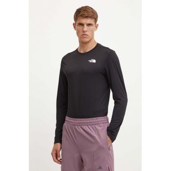 The North Face longsleeve sport 24/7 culoarea negru, neted, NF0A894AJK31