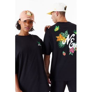 Tricou supradimensionat unisex cu imprimeu floral la reducere