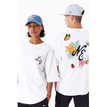 Tricou supradimensionat unisex cu imprimeu floral la reducere