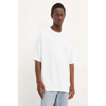 Vans tricou din bumbac barbati, culoarea alb, neted, VN000G51WHT1