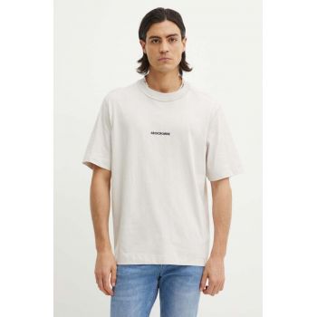 Abercrombie & Fitch tricou din bumbac barbati, culoarea gri, cu imprimeu, KI123-1036