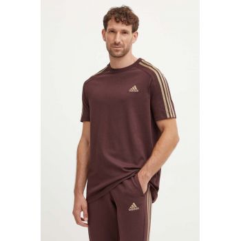 adidas tricou din bumbac Essentials barbati, culoarea maro, modelator, IX0158