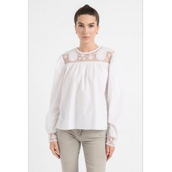 Bluza din bumbac cu garnituri brodate