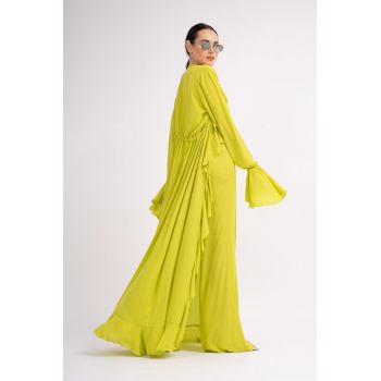 Caftan lime cu volane