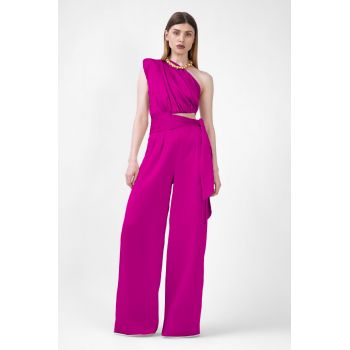 Salopeta maxi fuchsia cu esarfe