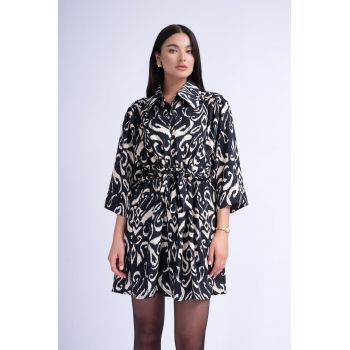 Rochie Mini Tip Camasa cu Print Abstract