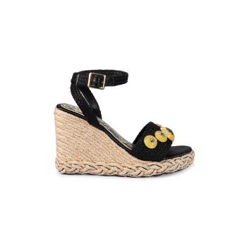 Sandale wedge-espadrile cu cristale