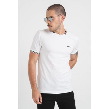 Tricou regular fit cu decolteu la baza gatului