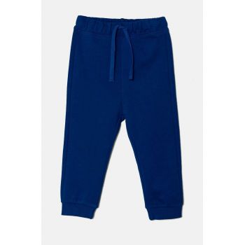 United Colors of Benetton pantaloni de trening din bumbac pentru copii culoarea albastru marin, melanj