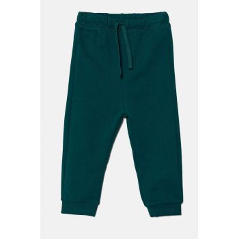 United Colors of Benetton pantaloni de trening din bumbac pentru copii culoarea verde, melanj