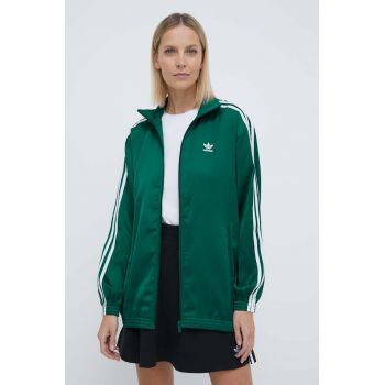 adidas Originals bluză Track top femei, culoarea turcoaz, cu imprimeu, IP0699