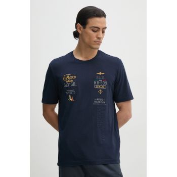 Aeronautica Militare tricou din bumbac barbati, culoarea albastru marin, cu imprimeu, TS2226J635