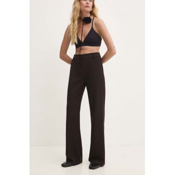 Answear Lab pantaloni femei, culoarea maro, lat, high waist