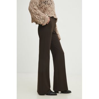 Answear Lab pantaloni femei, culoarea maro, lat, high waist