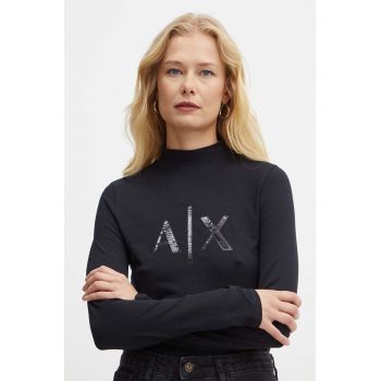 Armani Exchange longsleeve femei, culoarea negru, XW000061 AF10355