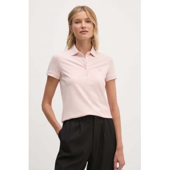 Armani Exchange polo de bumbac culoarea roz