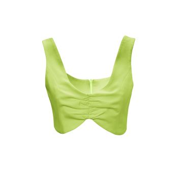 Costum lime cu sacou cu umeri construiti si pantaloni scurti - Cu Top/Fara Top