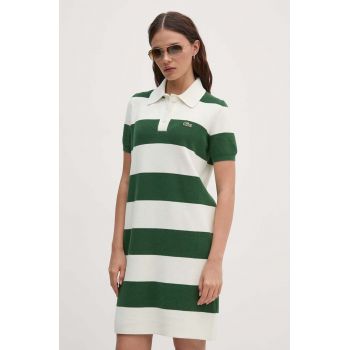 Lacoste rochie din bumbac culoarea verde, mini, drept