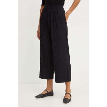 Max Mara Leisure pantaloni femei, culoarea negru, fason culottes, high waist, 2426786027600