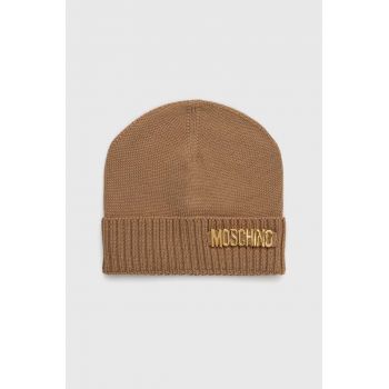 Moschino caciula de lana culoarea bej, de lana