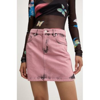 Moschino Jeans fusta jeans culoarea roz, mini, drept, 0102.8222