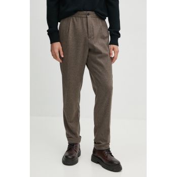 Paul&Shark pantaloni de lana culoarea maro, drept, 14314077