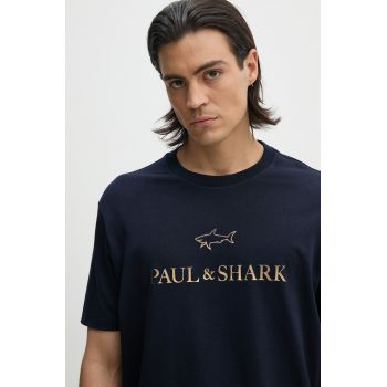 Paul&Shark tricou din bumbac barbati, culoarea albastru marin, cu imprimeu, 14311602