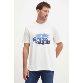 Paul&Shark tricou din bumbac barbati, culoarea bej, cu imprimeu, 14311631