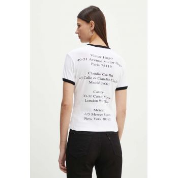 The Kooples tricou din bumbac femei, culoarea alb, FTSC29000K