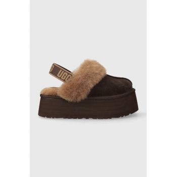 UGG papuci din piele întoarsă W FUNKETTE culoarea maro, 1113474 BCDR