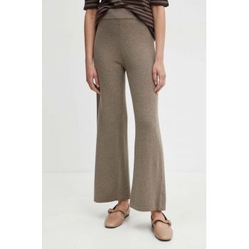 Weekend Max Mara pantaloni de trening de lână culoarea maro, neted, 2425336012600