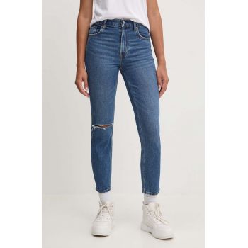 Abercrombie & Fitch jeansi femei, culoarea albastru marin, KI155-3348