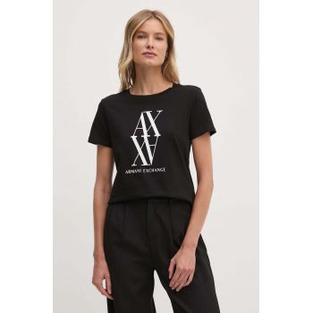 Armani Exchange tricou din bumbac femei, culoarea negru, 6DYT04 YJG3Z