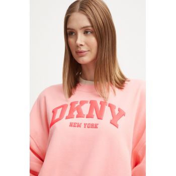 Dkny bluza femei, culoarea roz, cu imprimeu, DP4T9944