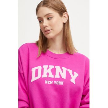 Dkny bluza femei, culoarea roz, cu imprimeu, DP4T9944