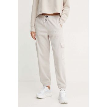 Dkny pantaloni de trening culoarea bej, neted, DP4P3475