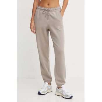 Dkny pantaloni de trening culoarea maro, neted, DP4P3471