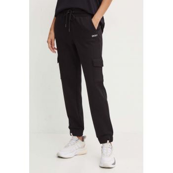 Dkny pantaloni de trening culoarea negru, neted, DP4P3504